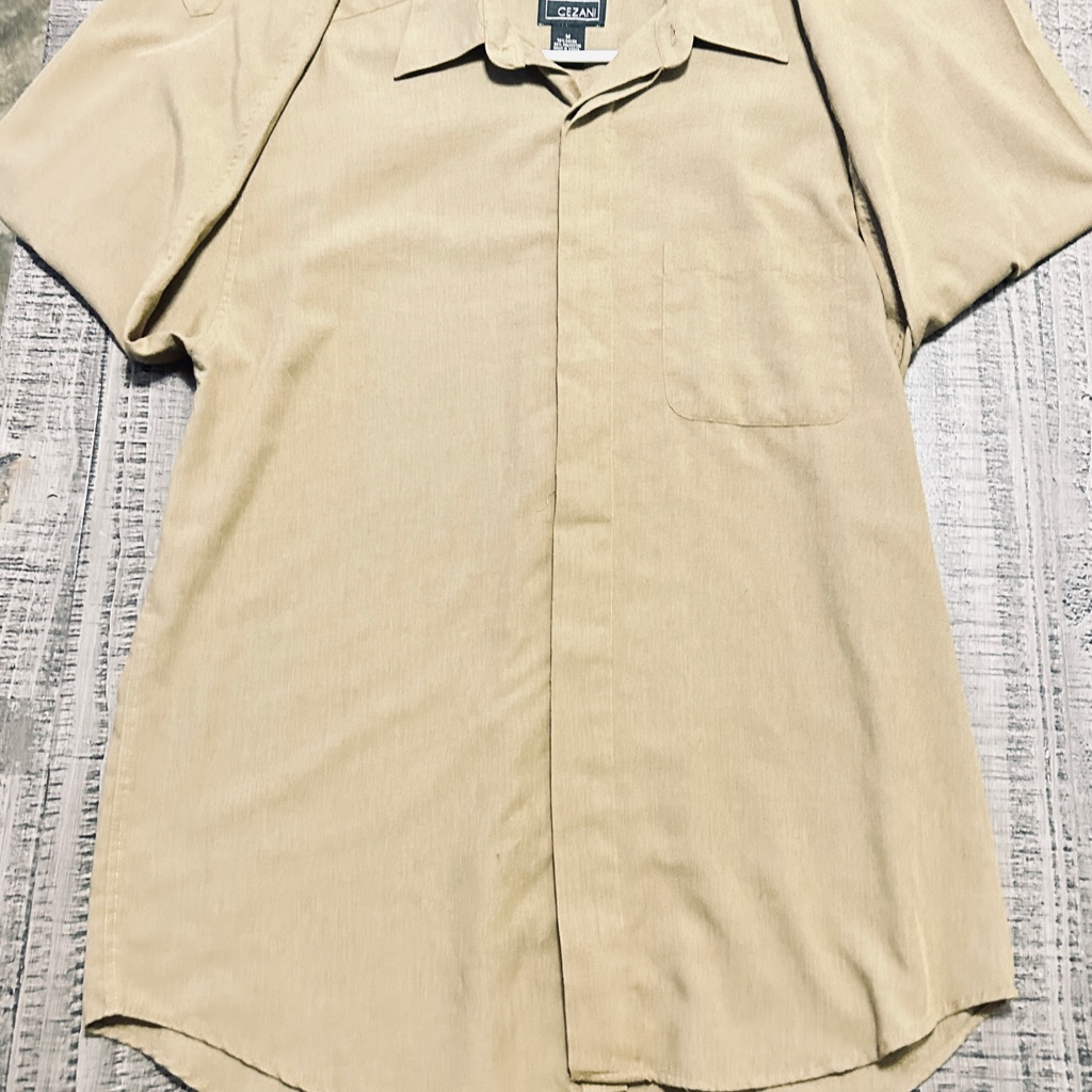 Men's Tan Long Sleeve Button-Down Shirt